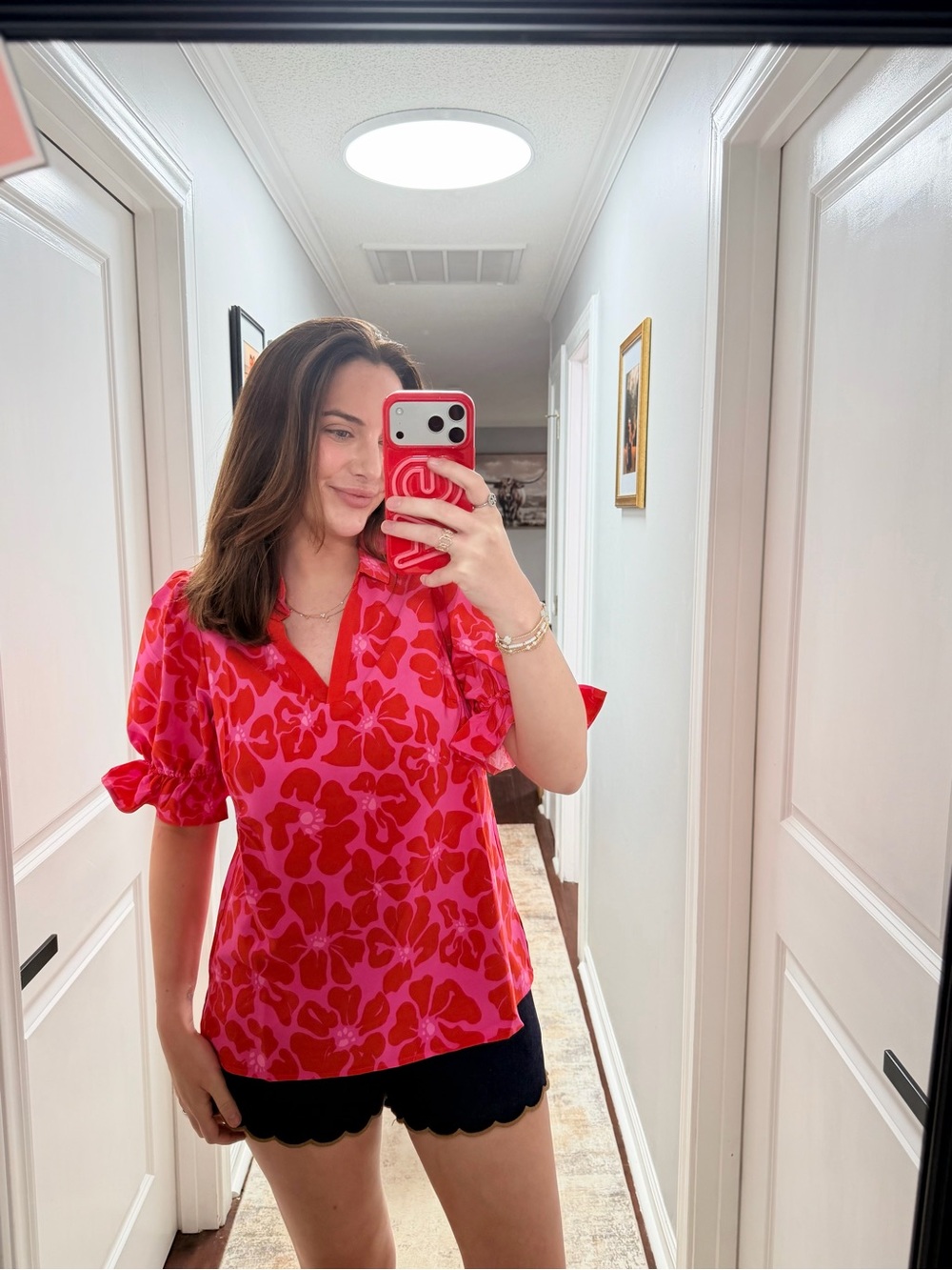 Pink Quarter Sleeve Floral Too by Mary Square